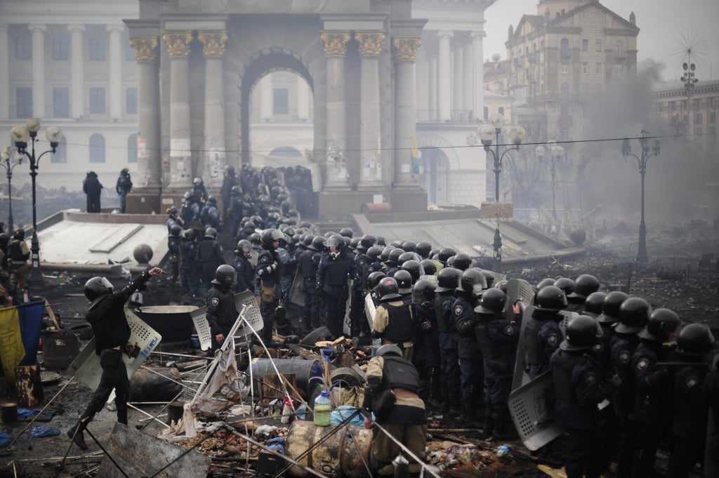Smoke filled the air following fiery clashes.