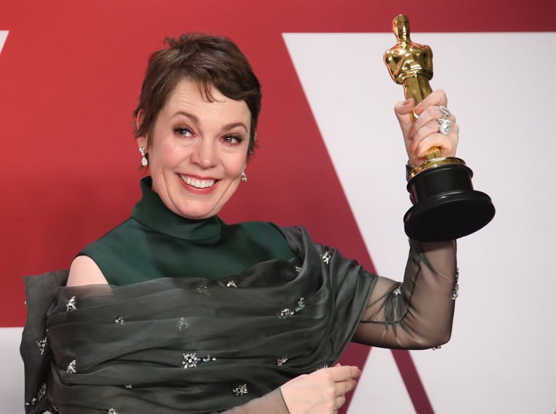 HOLLYWOOD, CA - FEBRUARY 24: Olivia Colman, winner of Best Actress for the film 'The Favourite', poses in the press room at the 91st Annual Academy Awards at Hollywood and Highland on February 24, 2019 in Hollywood, California. (Photo by Dan MacMedan/Gett