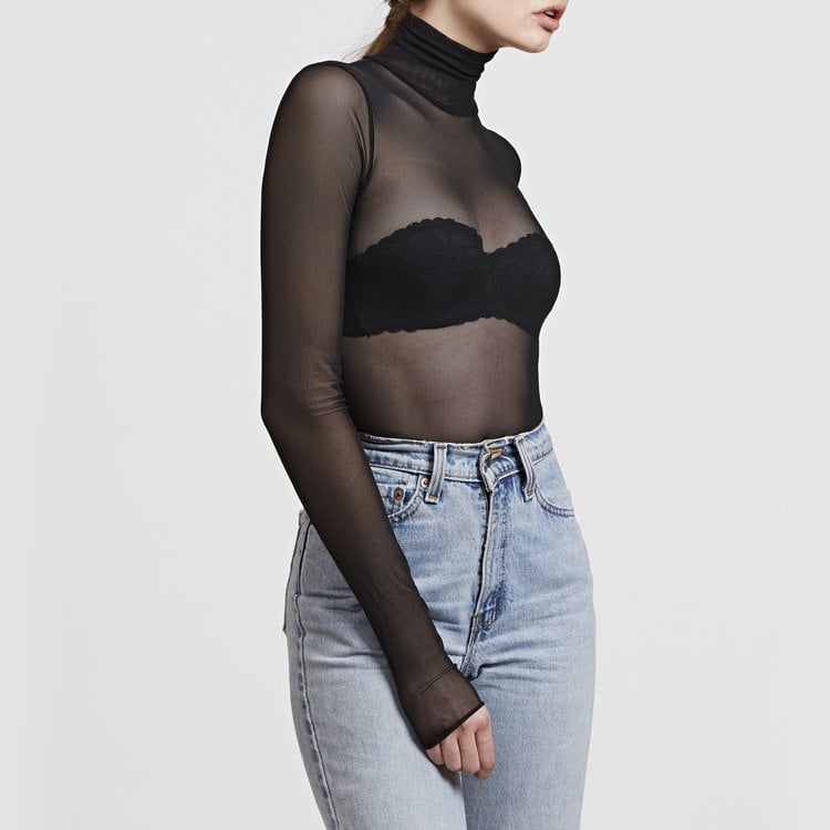 Sheer mock neck bodysuit Clearance