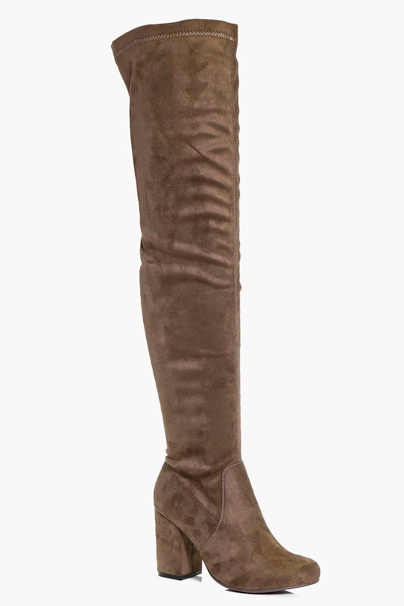 Boohoo Lilly Block Heel Thigh High Boots