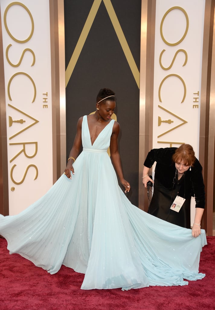 Lupita Nyong'o in Prada at the 2014 Oscars | Red Carpet Gown Train