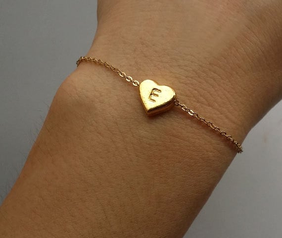 Initialed Golden Heart Bracelet ($8)