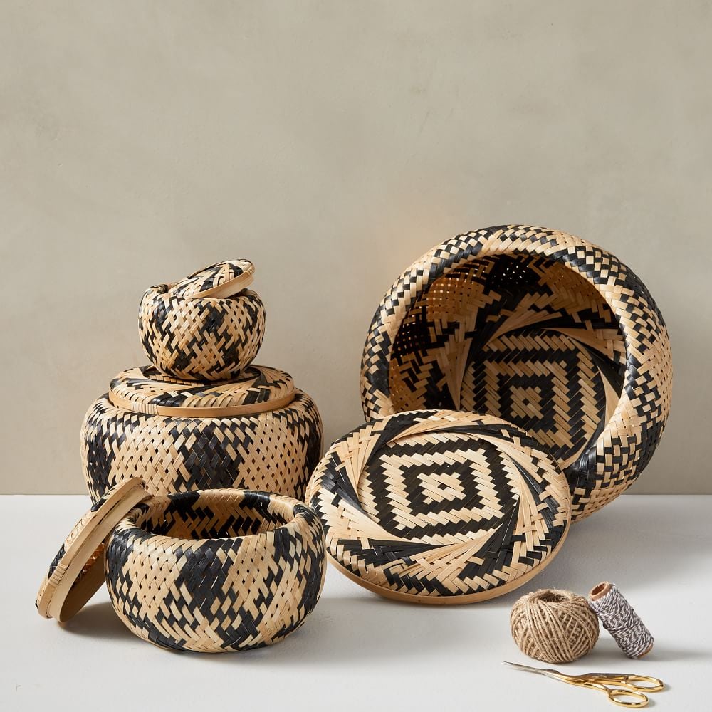 Bamboo Nesting Lidded Baskets (Set of 4 )