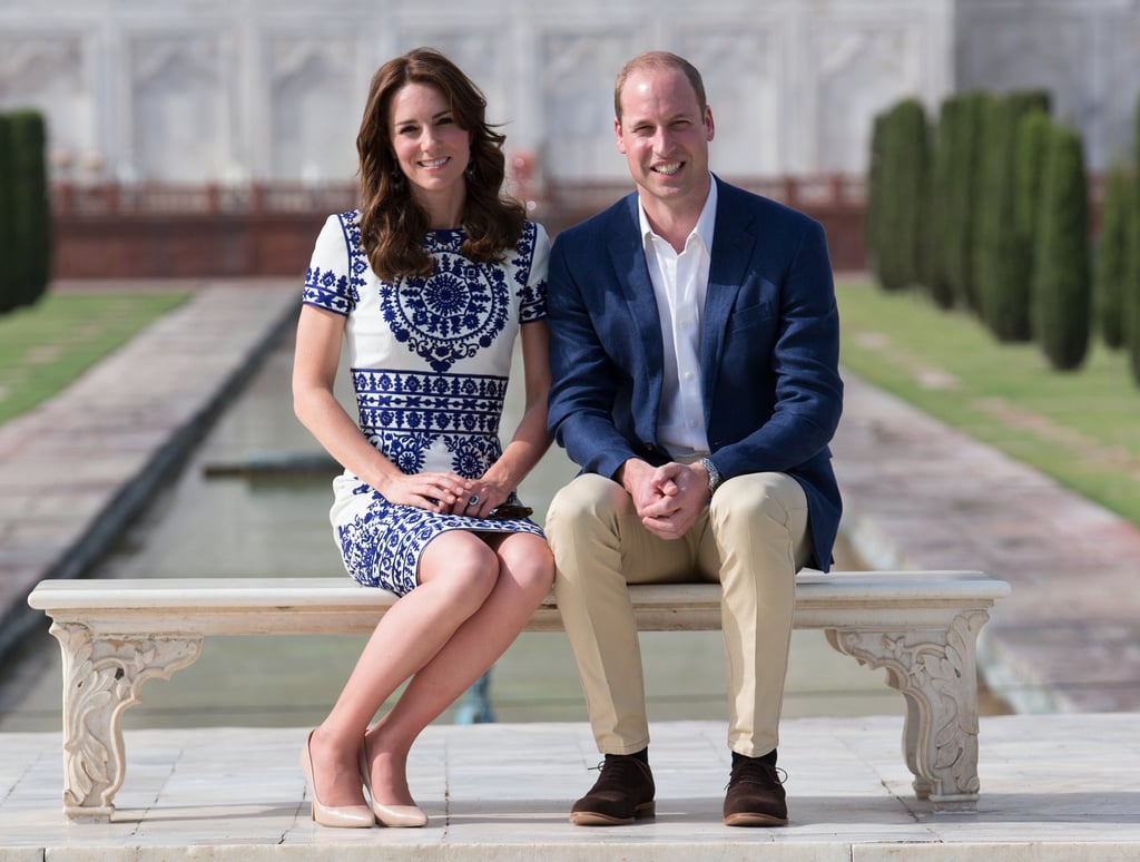 The Couple Stuck to Navy and Beige While Posing in Front of the Taj Mahal