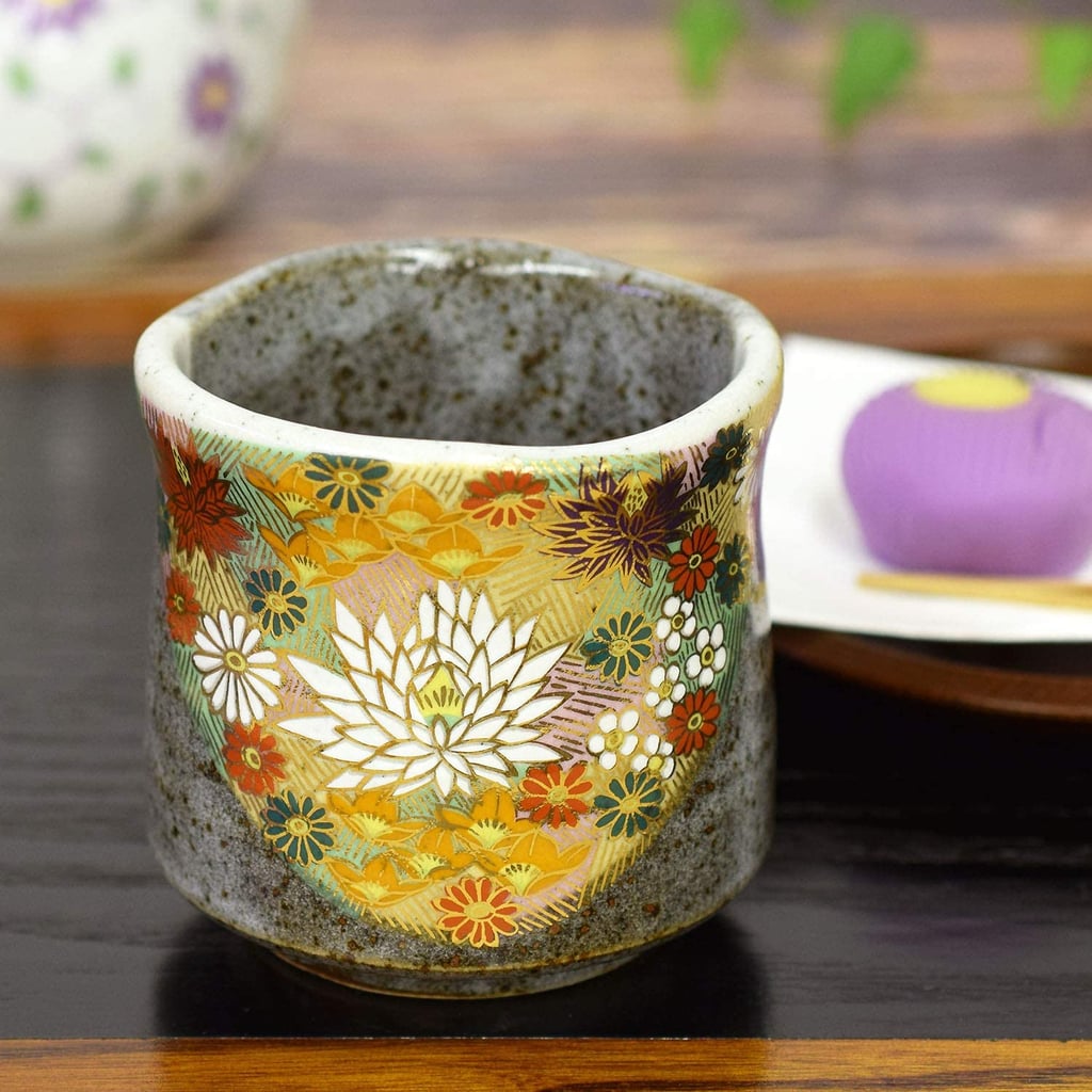 A Handcrafted Teacup: Kutani Yaki(ware) Japanese Yunomi Tea Cup Gold Flower