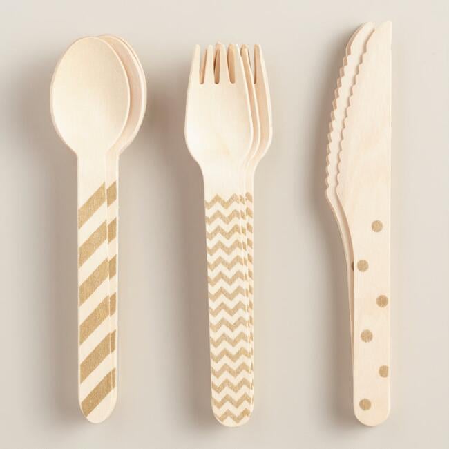 18Piece Recyclable Wood Cutlery Set (4, originally 6) Pretty