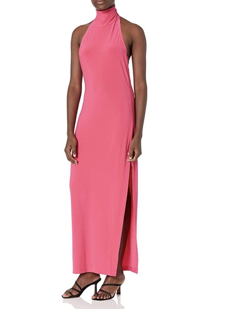 A Vibrant Dress: Norma Kamali Halter Turtle Side Slit Gown