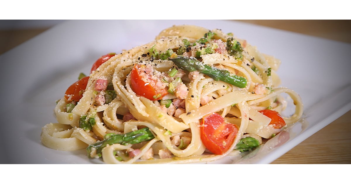 Tagliatelle With Pancetta, Tomatoes, and Asparagus POPSUGAR Food
