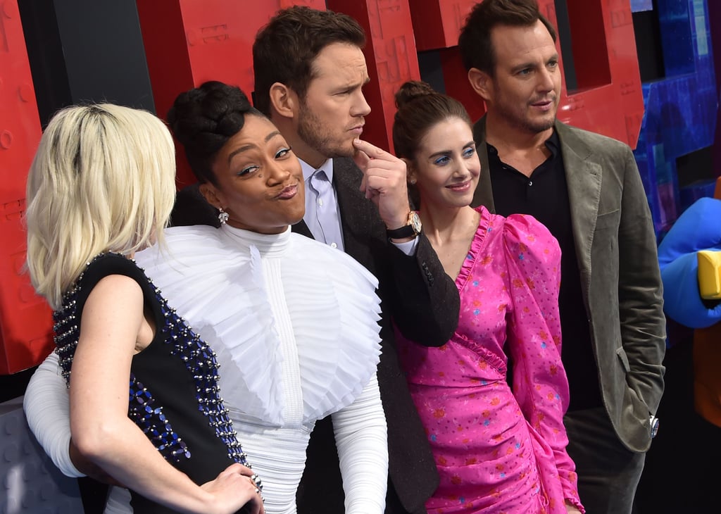 Pictured: Elizabeth Banks, Tiffany Haddish, Chris Pratt, Alison Brie and Will Arnett