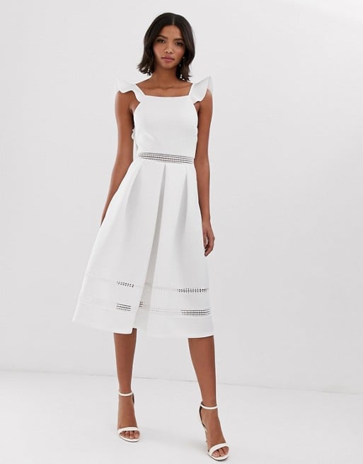 ASOS Lace Insert Ruffle Back Midi Dress