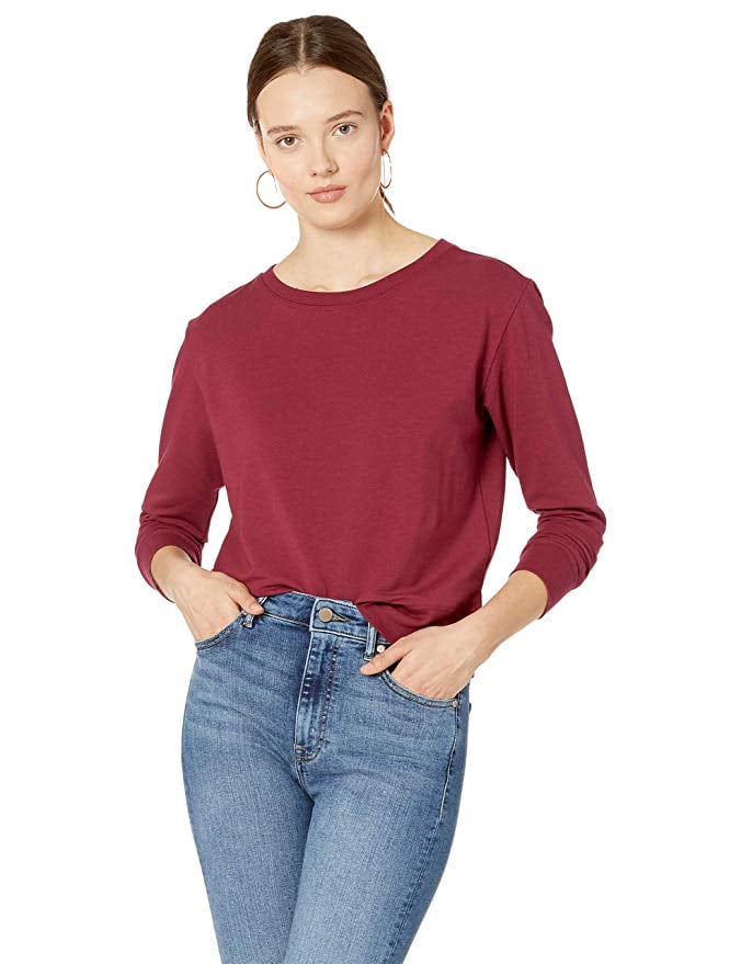 The Drop Women's Annabelle Long-Sleeve Crew Neck Supersoft Stretch Pullover