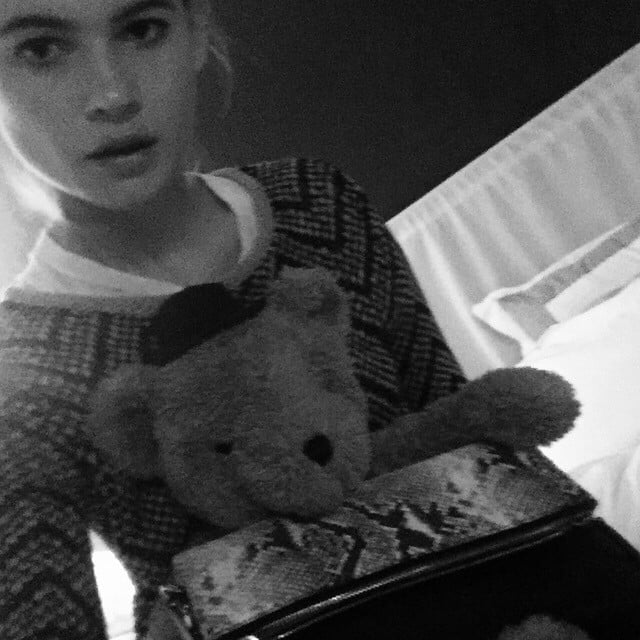 Behati Prinsloo loved her bear and bag so much that she snapped a photo with them.
Source: Instagram user behatiprinsloo