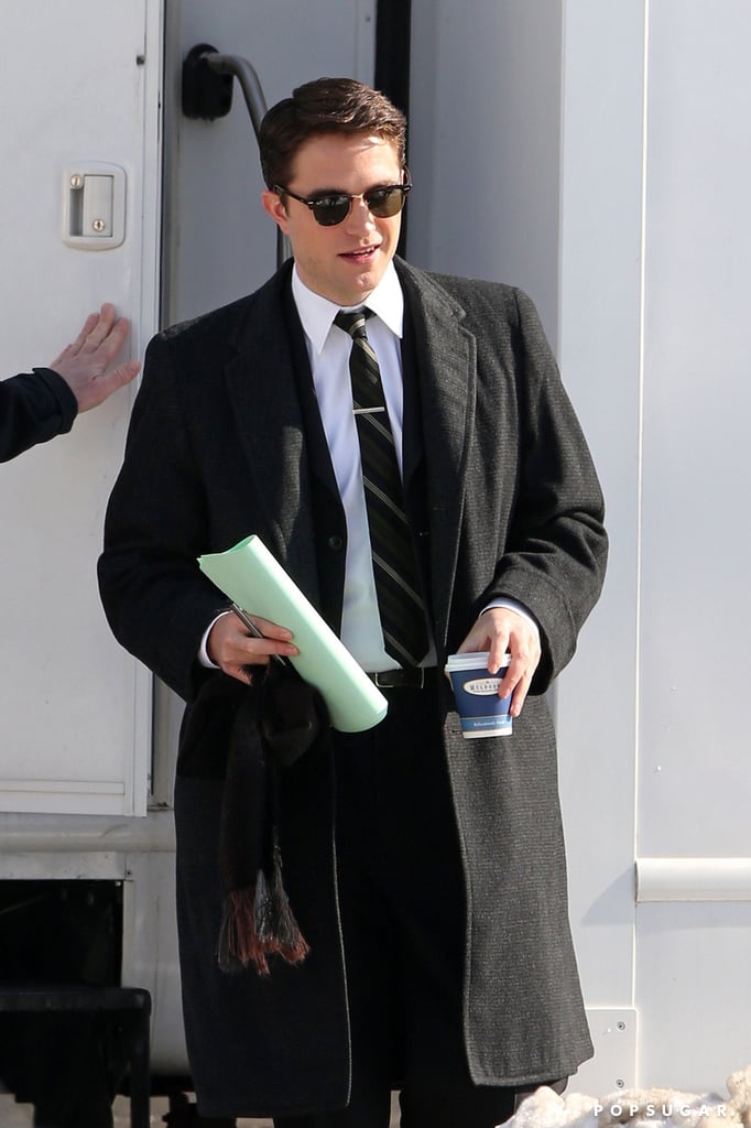 Robert Pattinson debuted new black hair while filming his new movie Life in Toronto.