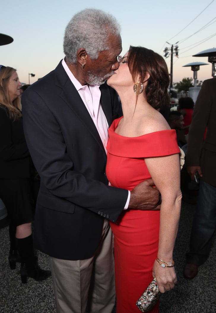 Morgan Freeman Marcia Gay Harden Kissing CBS Party 