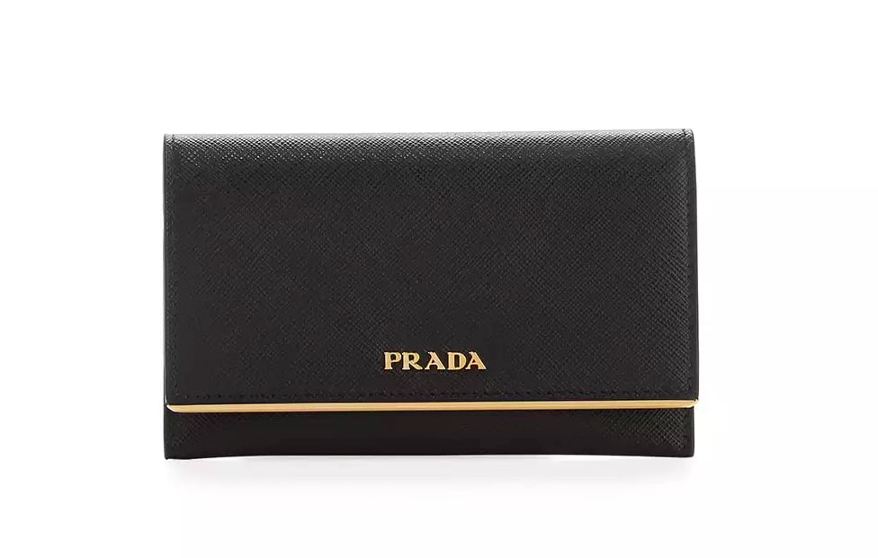 Prada Saffiano Leather Bar-Flap French Wallet