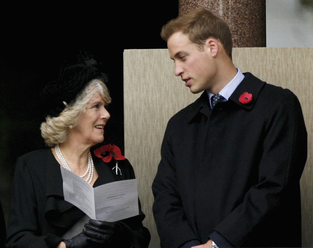 Camilla and William proudly wore matching red poppies as a symbol of remembrance and hope during the Remembrance Sunday service at The Cenotaph in London in November 2006.