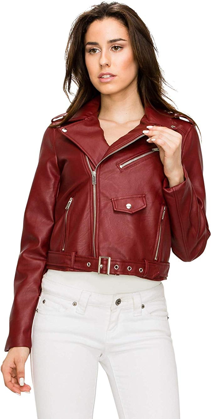 Lock and Love Women's Quilted Faux Leather Moto Biker Jacket | Best ...