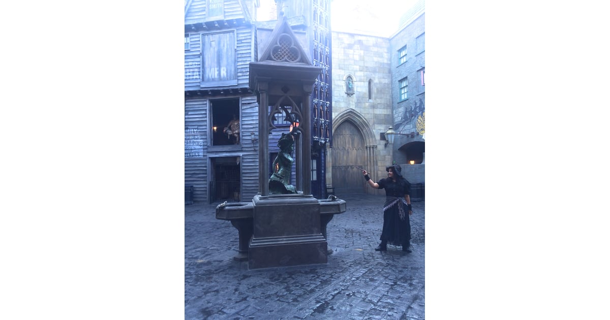 The mermaid fountain does more than just spout a bit of water. Harry