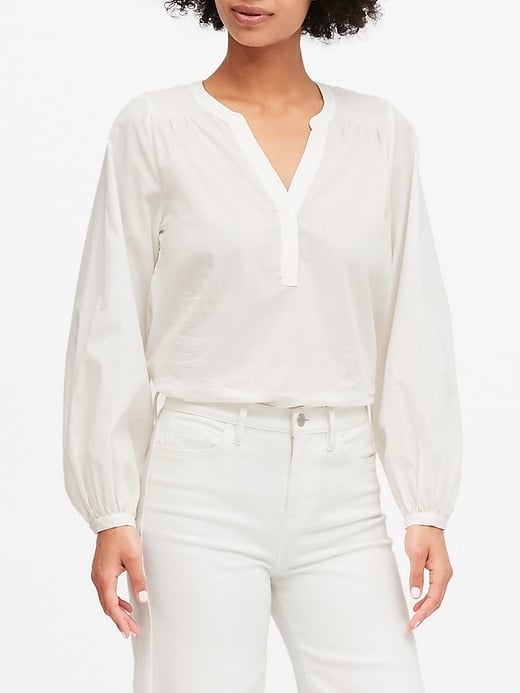 Cotton Balloon-Sleeve Top
