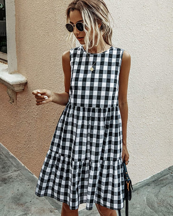 ECOWISH Plaid Shift Dress