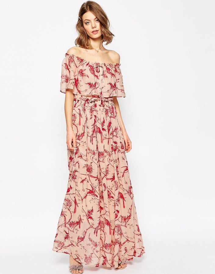 ASOS Printed Ruffle and Tiered Off Shoulder Maxi Dress ($111 ...