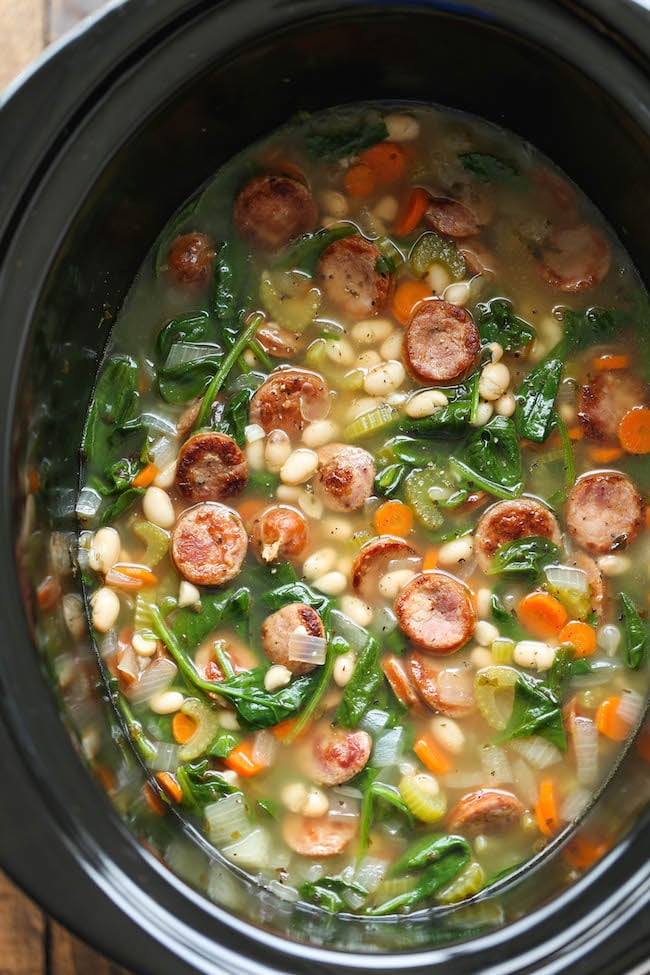 Sausage Spinach And White Bean Soup Healthy Slow Cooker Soup Recipes Popsugar Fitness Photo 7 