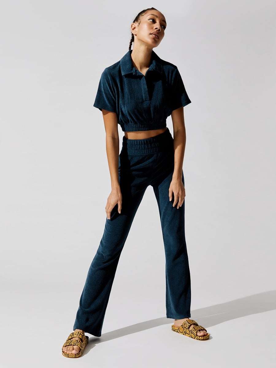 A Fun Set: Carbon38 Micro Terry Cropped Top and Micro Terry Flare Pants, No, It's Not 2002 — Terrycloth Clothes Really Are Back