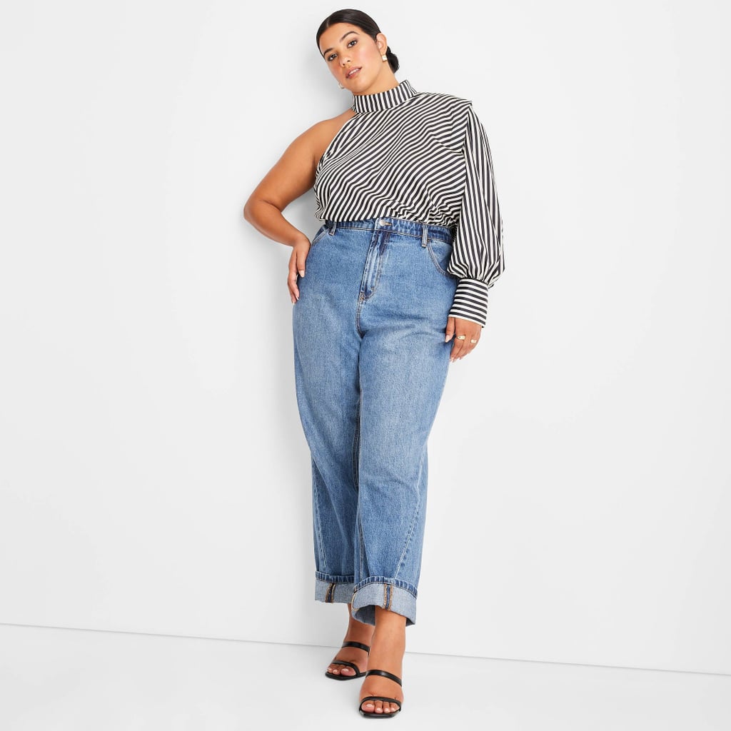 Boyfriend Jeans: Future Collective with Kahlana Barfield Brown High-Rise Faded Boyfriend Jeans