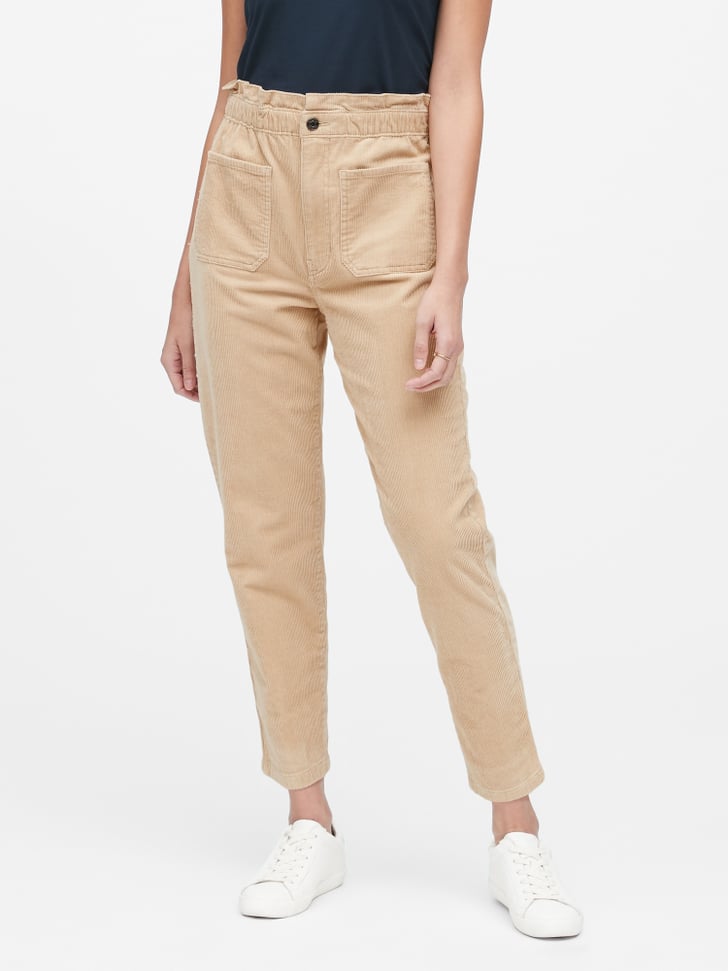navy blue paper bag pants