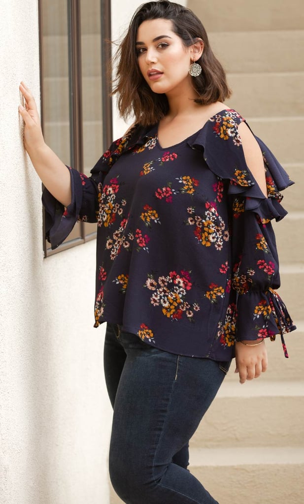 Floral Print Cold Shoulder Top