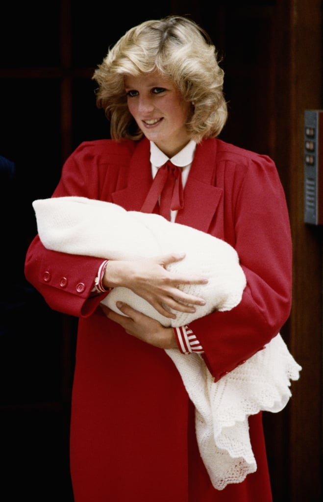 Princess Diana beamed while holding a newborn Prince Harry outside St. Mary's Hospital in September 1984.