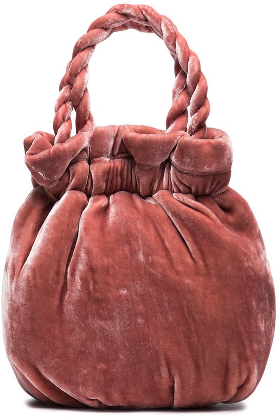 Staud Small Pink Velvet Grace Bucket Bag