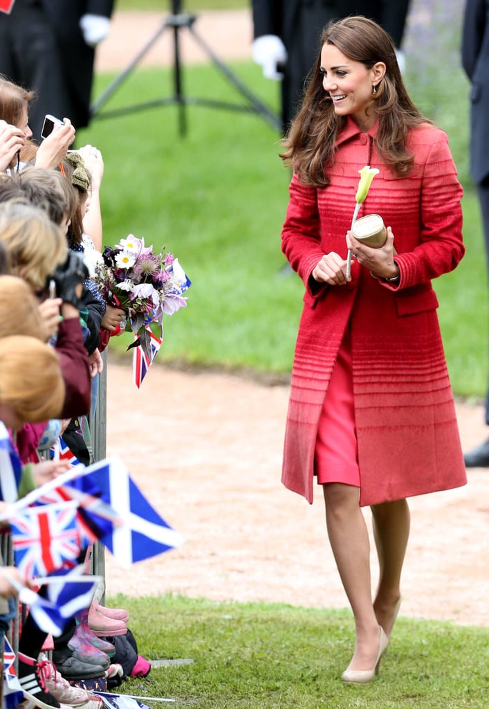 While Visiting Scotland, Kate Donned a Fun Red Striped Jonathan Saunders Coat