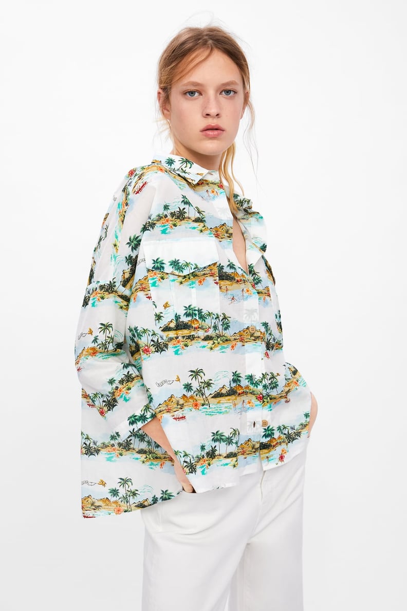 Zara Palm Tree Print Shirt