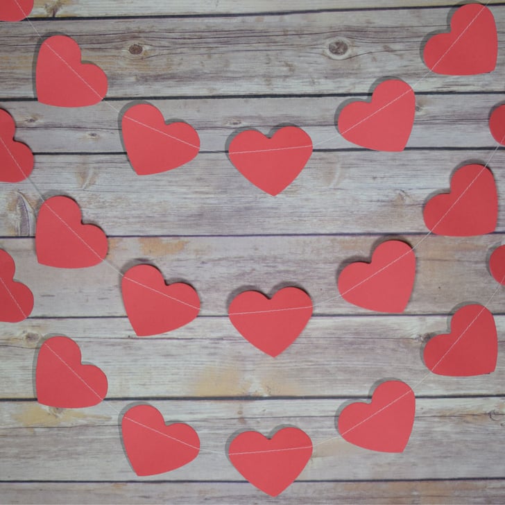 Red Heart Shaped Valentine's Day Paper Garland Banner ...