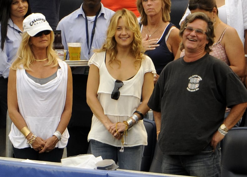 It Was Loose White Tees and Jeans For a Yankees Game With Kurt Russell