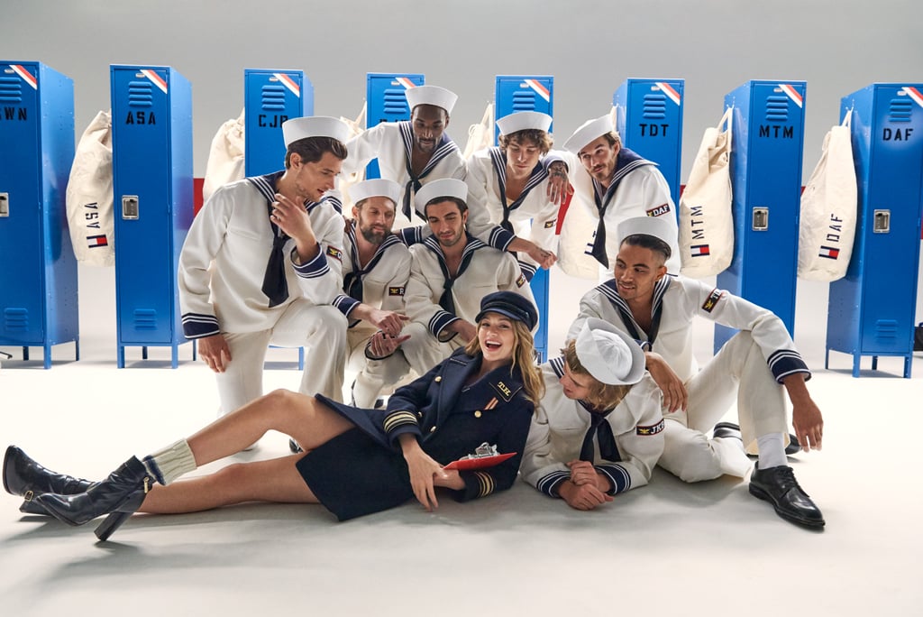 One of her first campaign images featured her hanging out with the boys in a laid-back look.