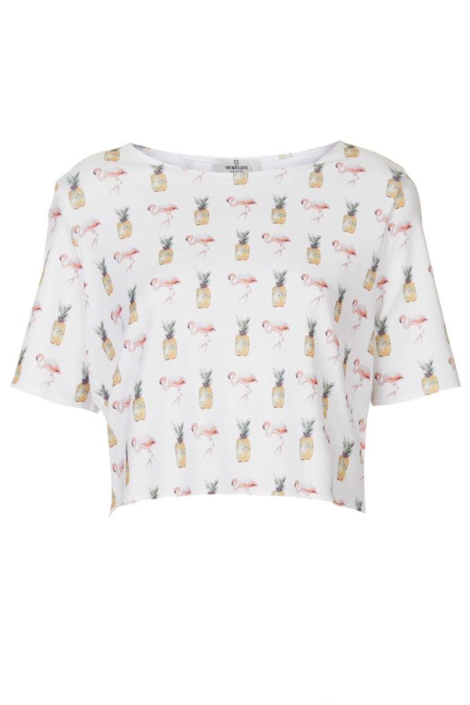 Topshop Flamingo and Pineapple Crop Top