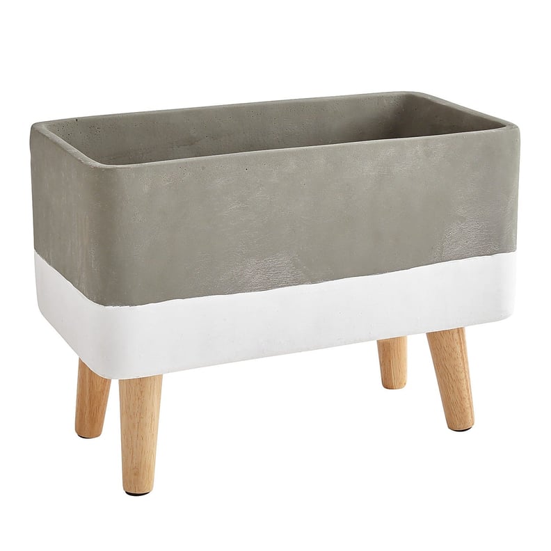 Rectangular Striped Concrete Planter