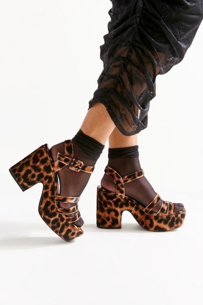UO Avery Velvet Leopard Platform Heel