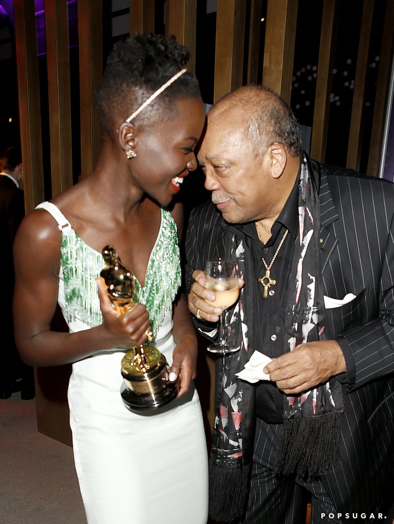 Lupita Nyong'o shared a winning moment with Quincy Jones at the Vanity Fair afterparty.