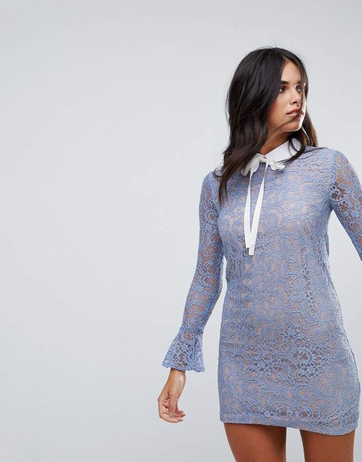 The English Factory Long Sleeve Lace Dress With Collar And Tie