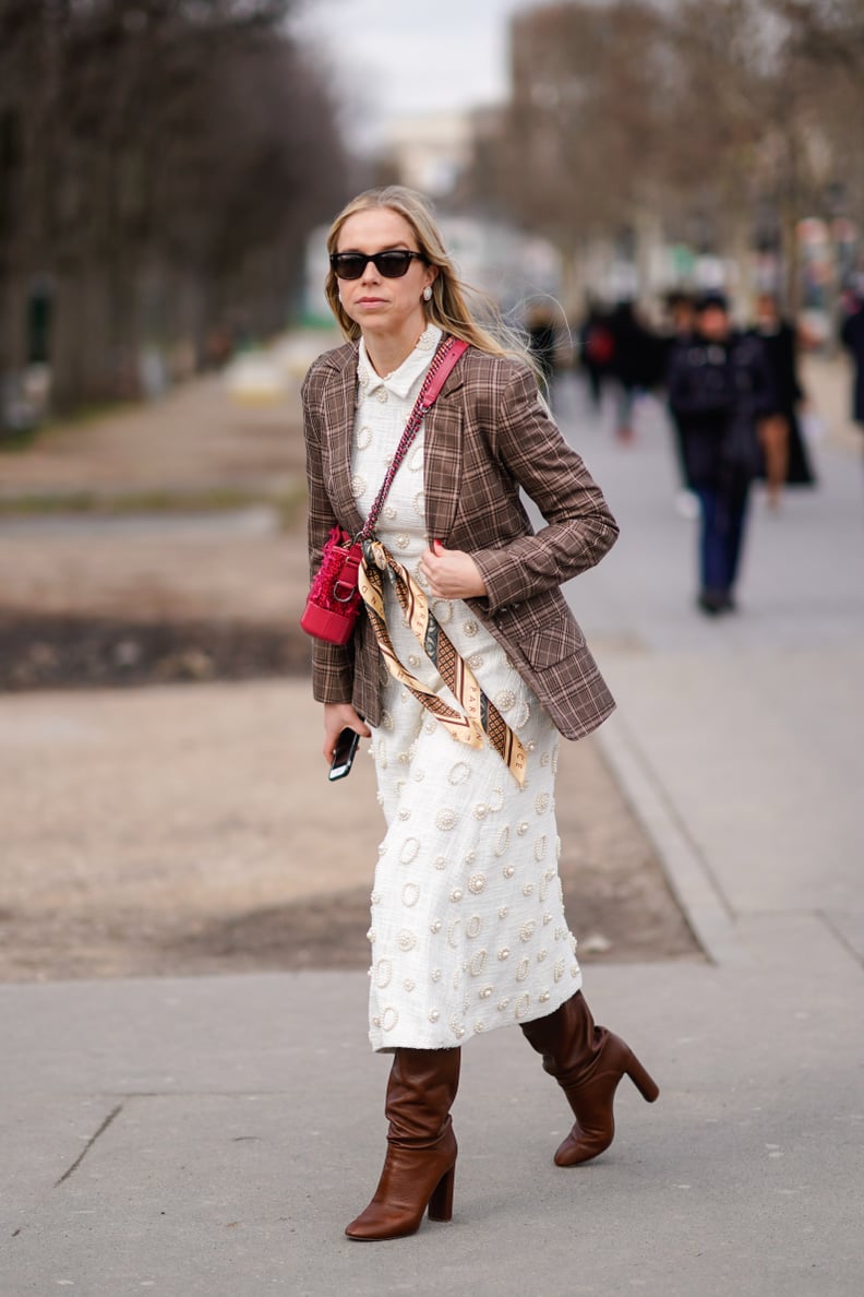 Pair Your LWD With a Tailored Blazer and Slouchy Boots