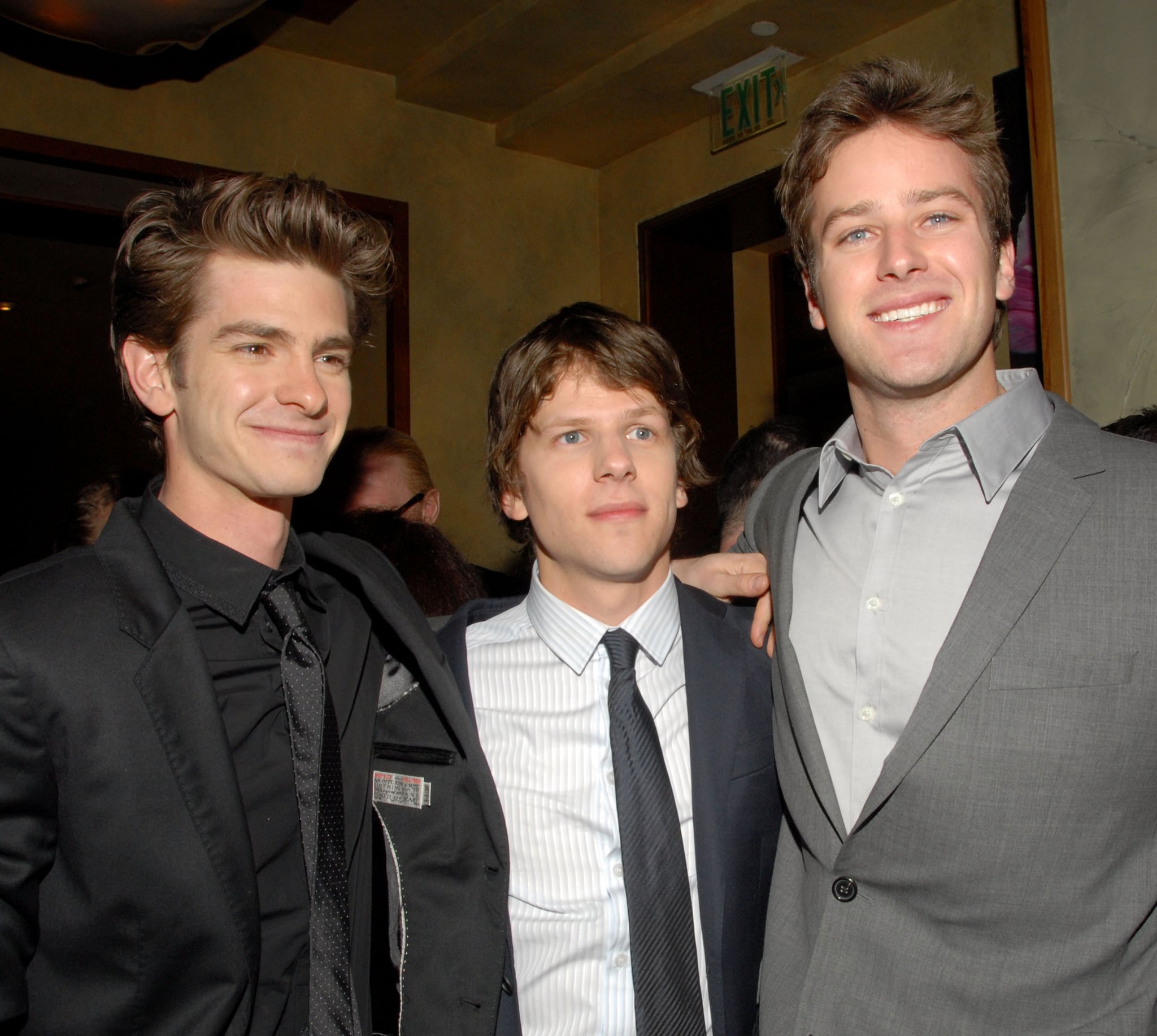 Armie Hammer, Jesse Eisenberg, and Andrew Garfield at the DVD Launch Party for the Social ...