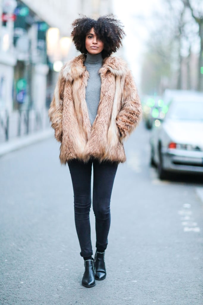 Style Your Boots With Skinny Jeans, a Turtleneck, and a Fuzzy Jacket