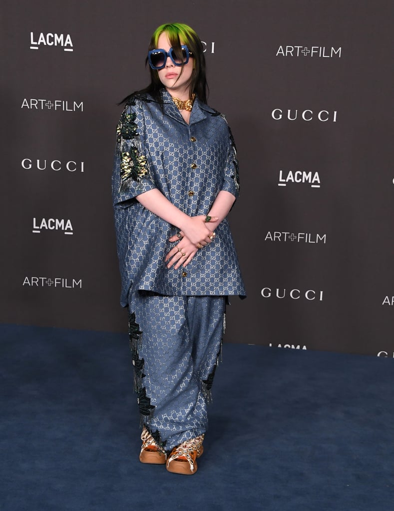 Billie Eilish Wore Silk Gucci Pajamas on the Red Carpet | POPSUGAR Fashion