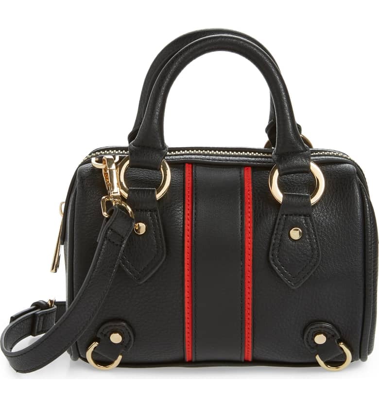 Stripe Faux Leather Mini Bowler Bag Best Bags on Sale at