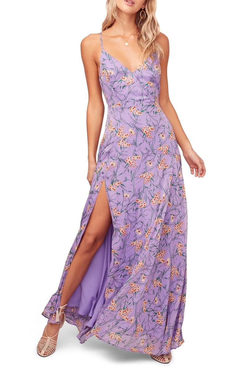 ASTR the Label Pandora High-Slit Floral Print Maxi Sundress