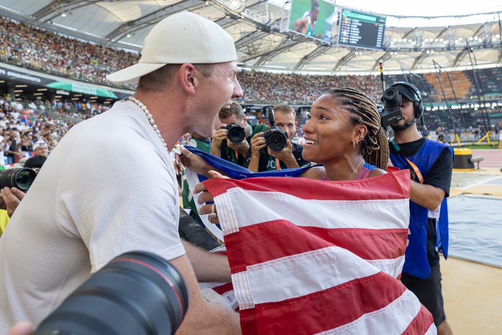 Tara Davis Kisses Hunter Woodhall After Silver Medal Win