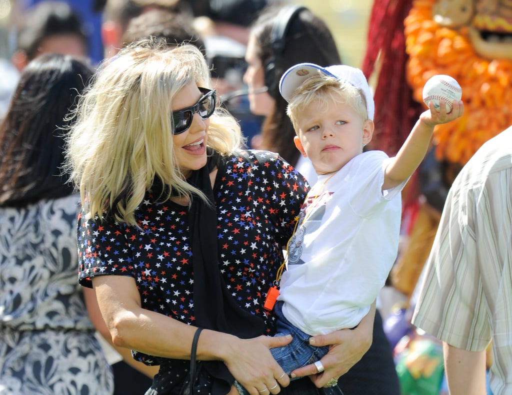 Fergie, Josh Duhamel, and Axl at Dodgers Game August 2016